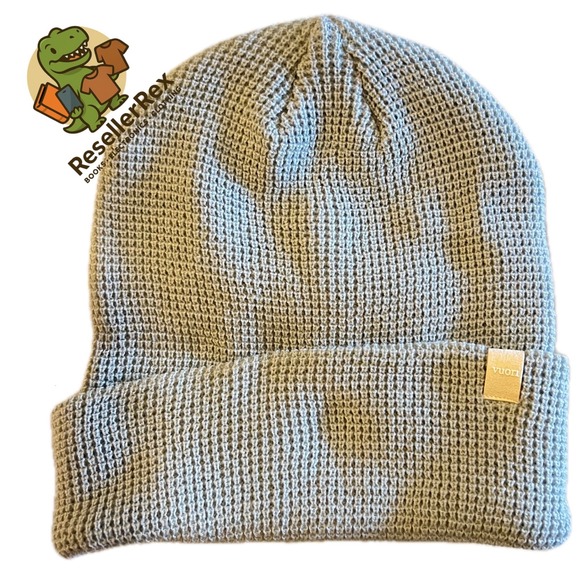 Vuori Accessories - Vuori Waffle Knit Beanie Hat Light Gray Acrylic Polyester Recycled Blend
